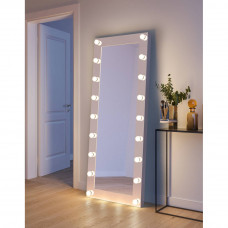 Напольное гримерное зеркало с LED-лампочками  в белой раме Мариса 80х180 см 